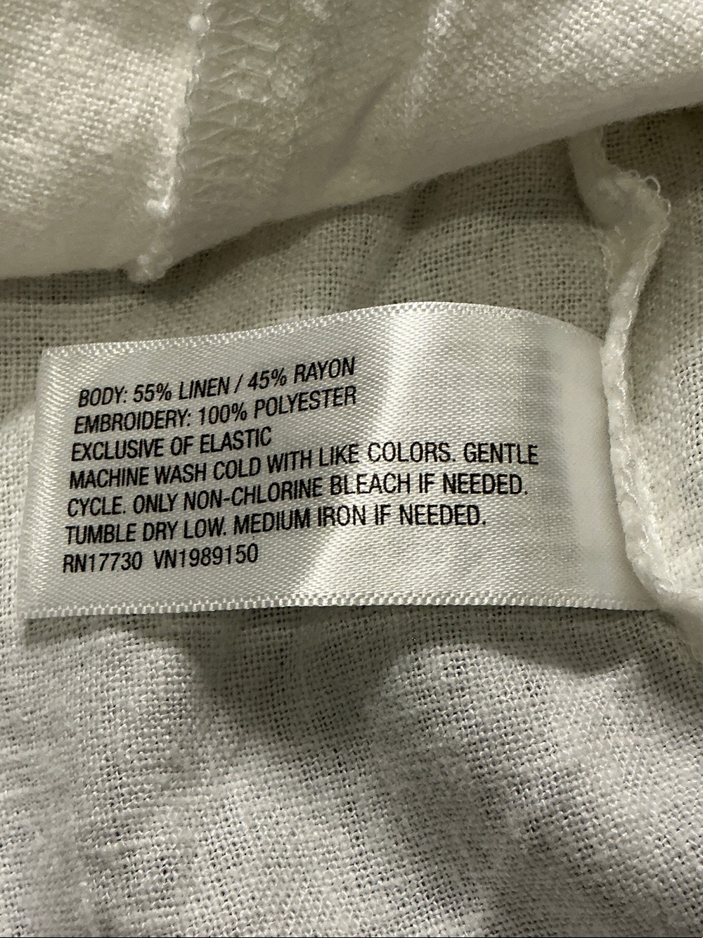 Linen/Rayon White Eyelet-Trim Button Front Blouse - Picture 7 of 7